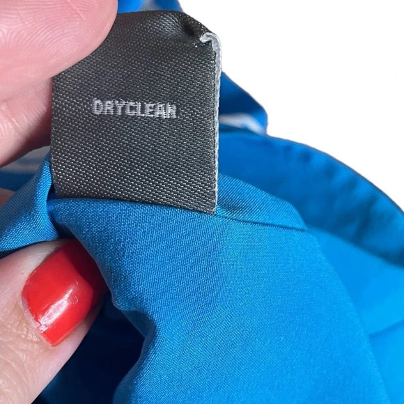 Donna Ricco Blue and White Floral Silk Wrap Dress Size 4 - Picture 7 of 10